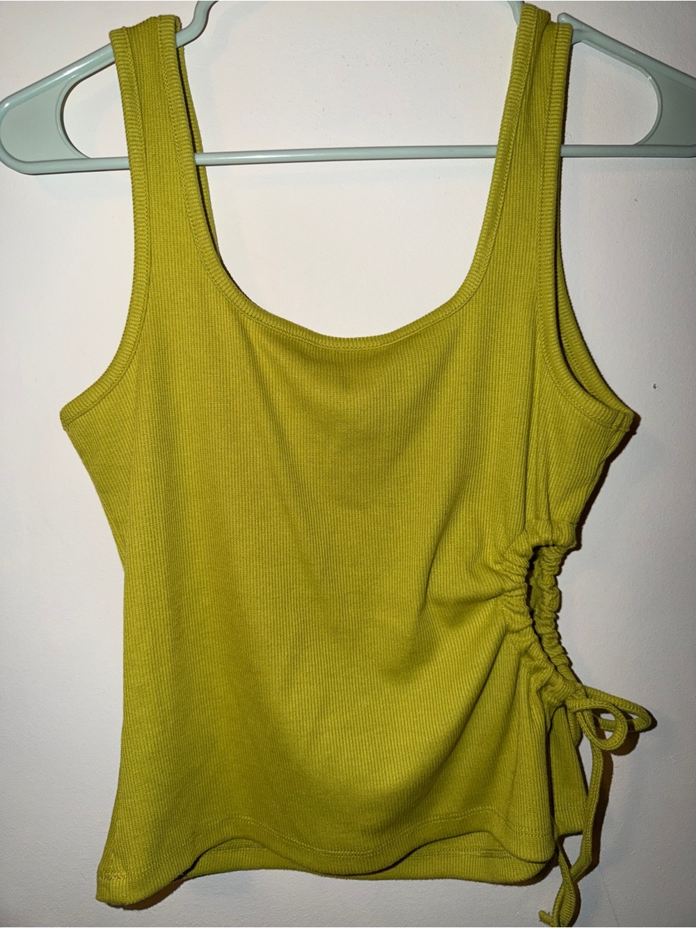 Chartreuse Ribbed Tank Top with Side Tie - Picture 3 of 3